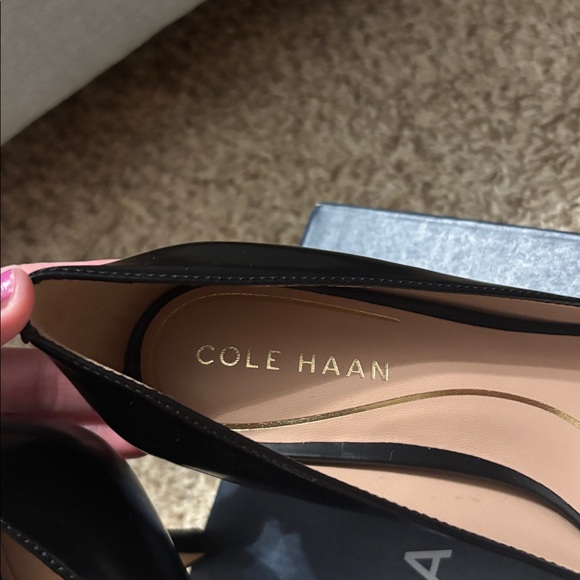 Cole Haan Black Heels with Gold Accent - Picture 2 of 6